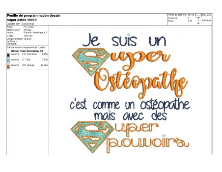 Motif de broderie super ostéopathe