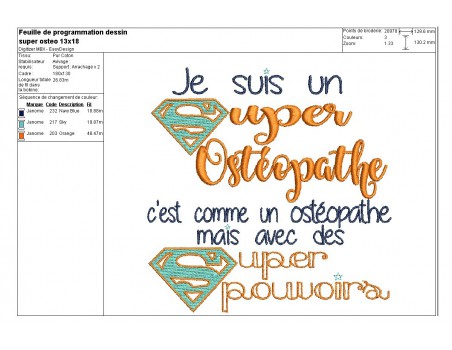 Motif de broderie super ostéopathe