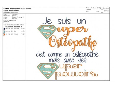 Motif de broderie super ostéopathe