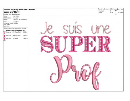 Embroidery design super teacher