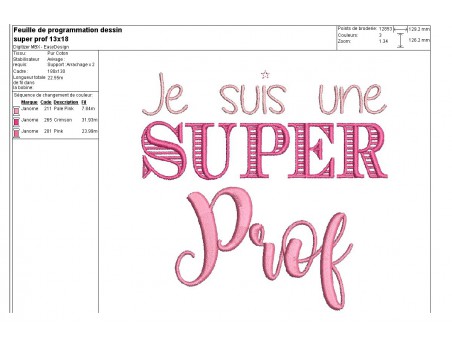 Embroidery design super teacher