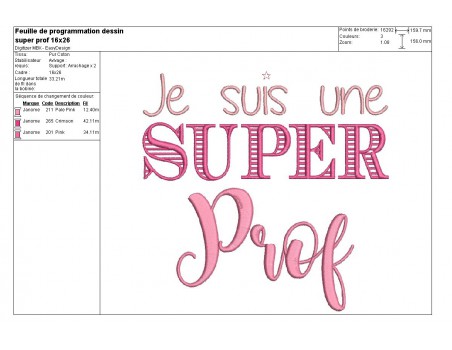 Embroidery design super teacher