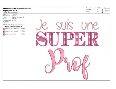 Embroidery design super teacher