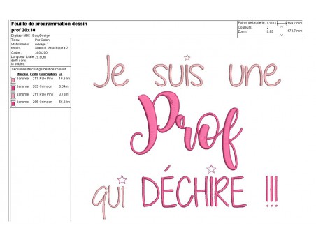 Motif de broderie  prof qui déchire