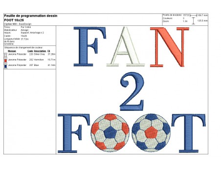 Motif de broderie machine fan de foot