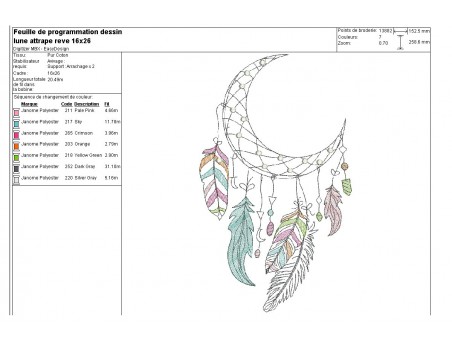 Motif de broderie machine lune attrape rêves