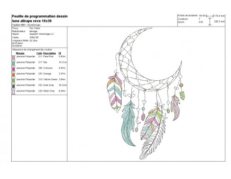 Motif de broderie machine lune attrape rêves