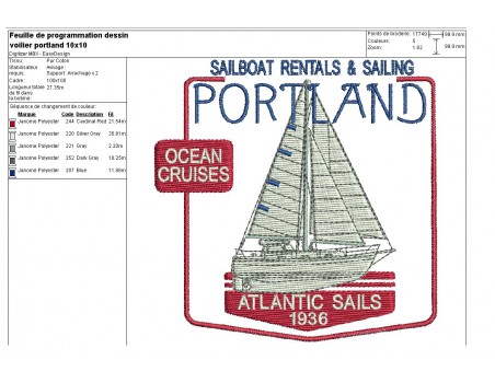 Instant download machine embroidery sailboat 