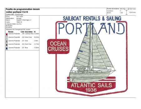 Instant download machine embroidery sailboat 