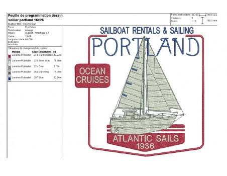 Instant download machine embroidery sailboat 