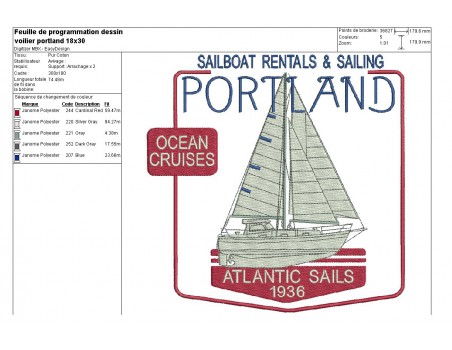 Instant download machine embroidery sailboat 