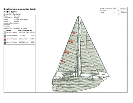 Instant download machine embroidery sailboat