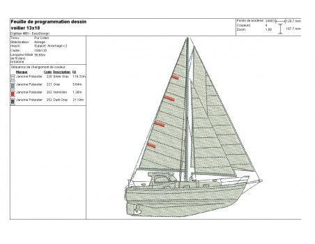 Instant download machine embroidery sailboat