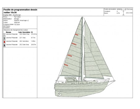 Instant download machine embroidery sailboat