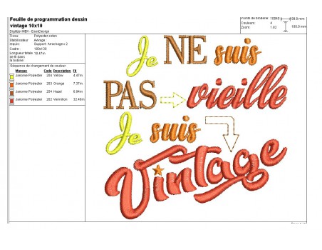 Motif de broderie Vintage femme