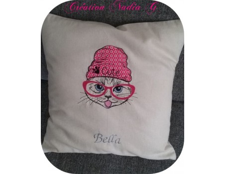 Motif de broderie machine chat cute appliqué