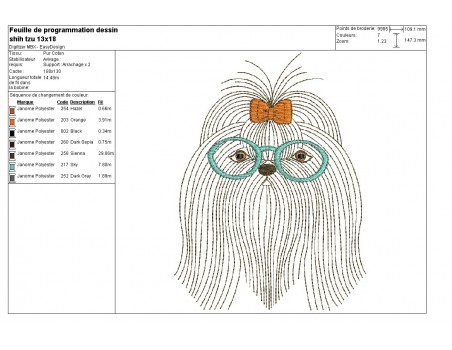 Instant download machine embroidery  dog cavalier king charles with his glasses