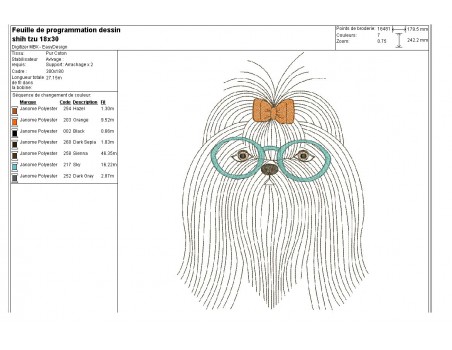 Instant download machine embroidery  dog cavalier king charles with his glasses