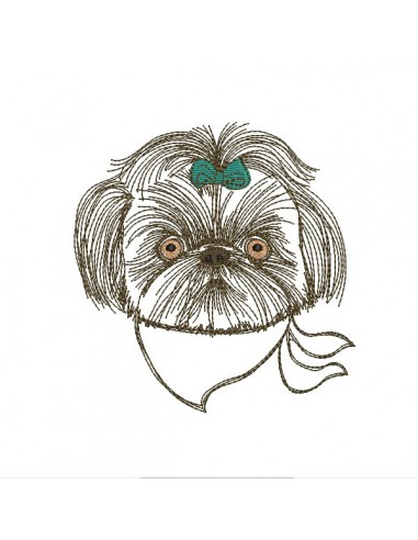 Instant download machine embroidery  dog shih tzu with his glasses