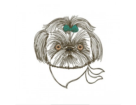 Instant download machine embroidery  dog shih tzu with his glasses