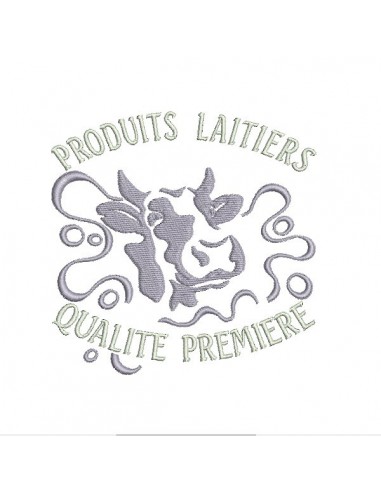 Motif de broderie machine vache produits laitiers