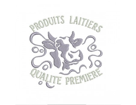 Motif de broderie machine vache produits laitiers