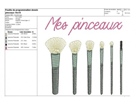 Motif de broderie machine pinceaux maquillage