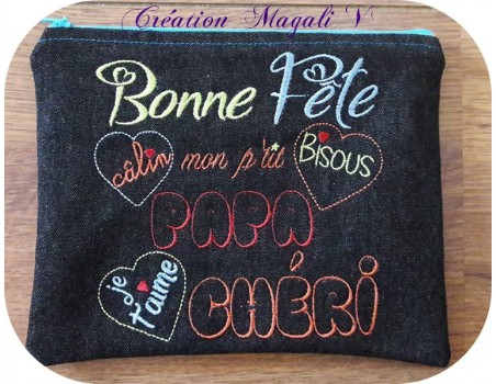 Motif de broderie machine  bonne fête papa