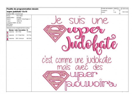 Motif de broderie  une super judokate