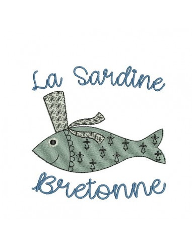 Motif de broderie machine sardine Bretonne