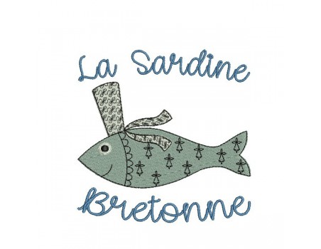 Motif de broderie machine sardine Bretonne