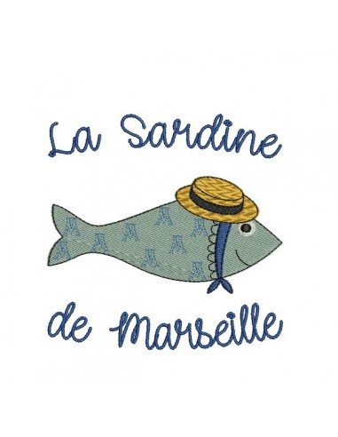 Instant download machine embroidery  Breton sardine