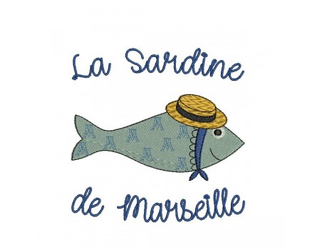 Instant download machine embroidery  Breton sardine