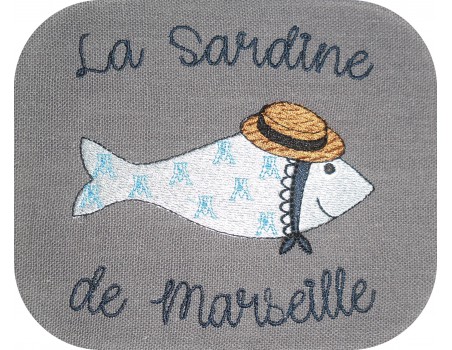 Instant download machine embroidery  Breton sardine