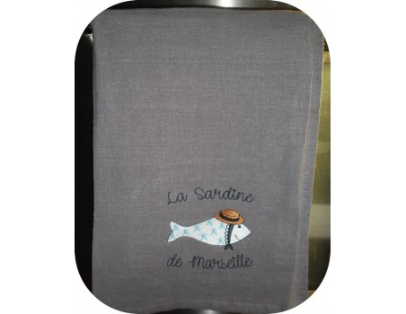 Instant download machine embroidery  Breton sardine