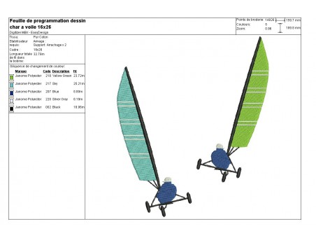 Motif de broderie machine  chars à voile