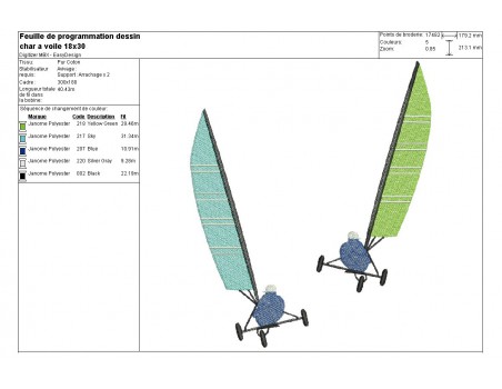 Motif de broderie machine  chars à voile