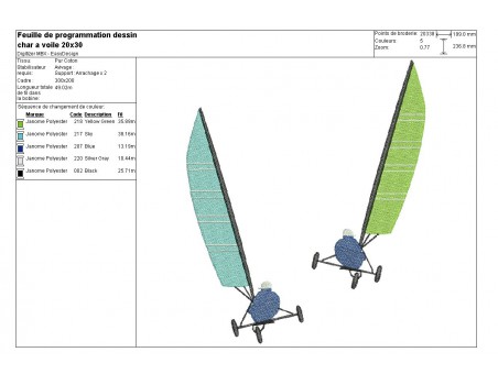 Motif de broderie machine  chars à voile