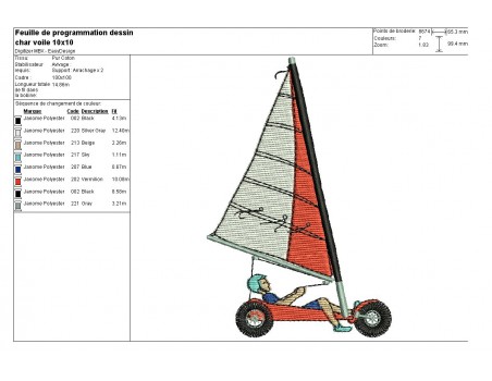 Motif de broderie machine  char à voile