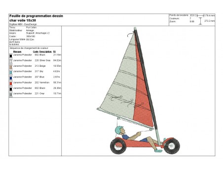 Motif de broderie machine  char à voile