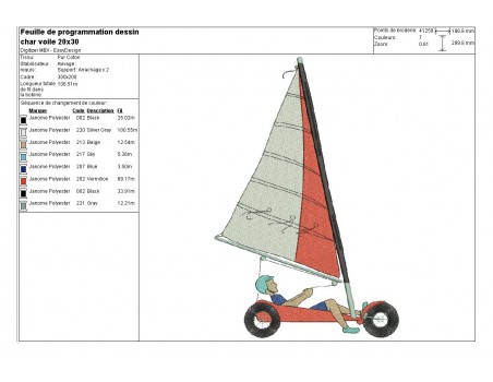 Motif de broderie machine  char à voile