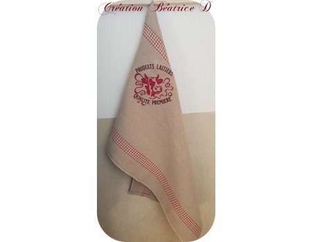 Motif de broderie machine vache produits laitiers