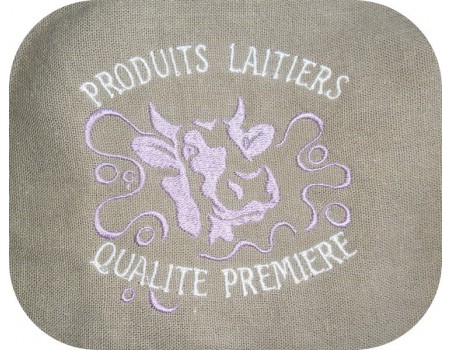 Motif de broderie machine vache produits laitiers