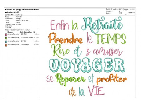 Motif de broderie machine retraite