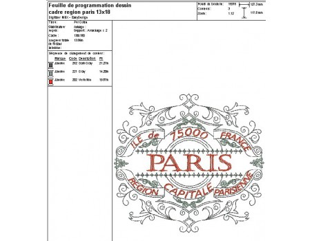 Motif de broderie machine cadre région ile de France