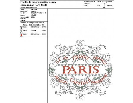 Instant download machine embroidery design  vintage frame Paris