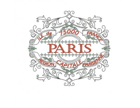 Instant download machine embroidery design  vintage frame Paris