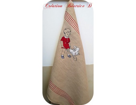 Motif de broderie machine garçon avec lapins