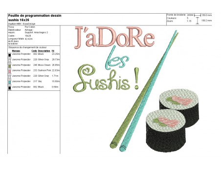 Motif de broderie machine sushis