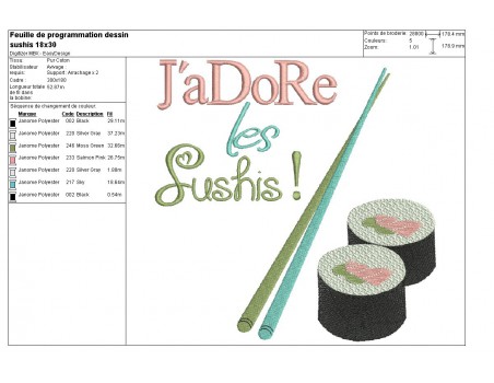 Motif de broderie machine sushis